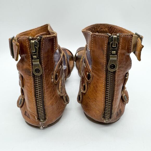 Bed Stu Womens Artemis Ankle Wrap Back Zip Gladiator Sandal In Tan Rustic Brown - Picture 9 of 15